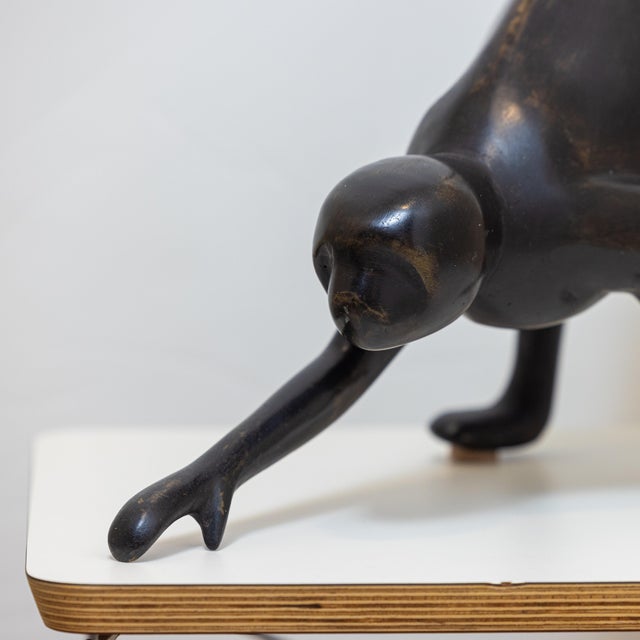 Vintage Large Modernist Cast Bronze Spider Monkey Sculpture, 27.5” H For Sale - Image 11 of 11