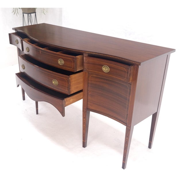 Serpentine Front Federal 6' Long Inlaid Mahogany Sideboard Credenza Console MINT For Sale - Image 9 of 13