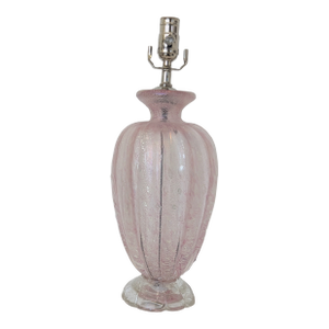Barovier & Toso Bullicante Pink Art Glass Lamp | Silver Inclusions | Mid-Century Murano