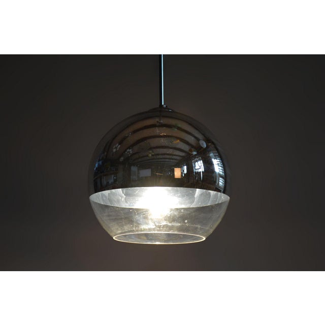 Mid-Century Chandelier in Chromed Steel and Opaline Glass, Germany, 1970s For Sale - Image 10 of 11