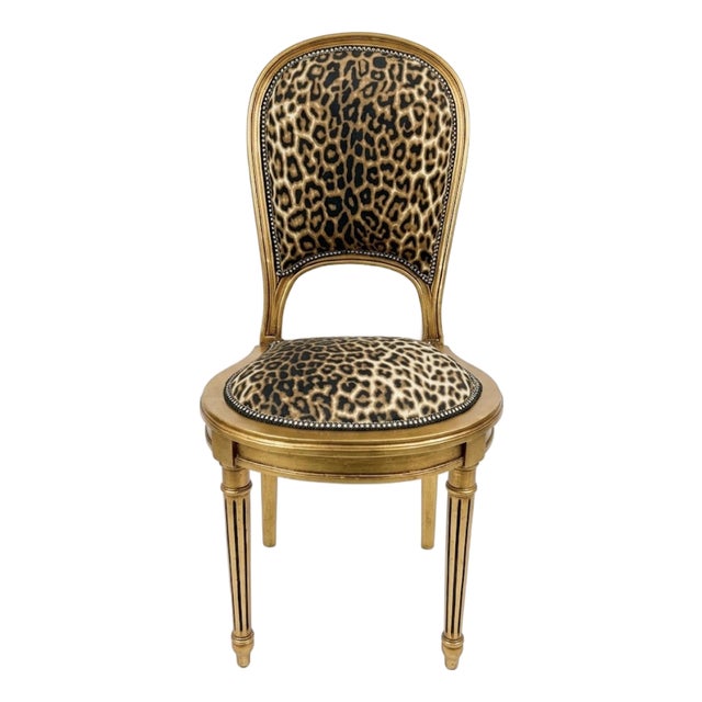 1960s Animal Print Leopard Accent Small Chair For Sale