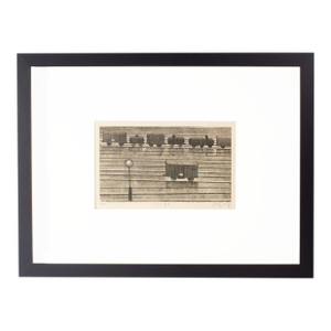 “Trains” Japanese Etching by Shigeru Kimura