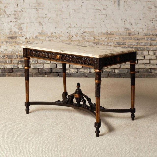 French 19th Century French Dark Wood Base & Marble Top Table For Sale - Image 3 of 12