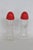 Mid-Century Modern Mid 20th Century Mid Century Modern Pressed Glass Salt and Pepper Shakers Pair of 2 With Red Tops For Sale - Image 3 of 15