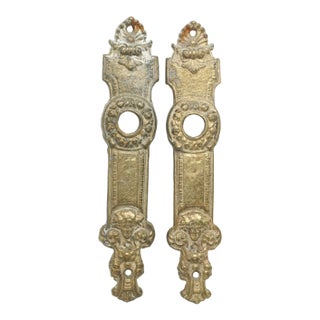 Pair of French Bronze Ornate 7.75 In. Back Plates For Sale