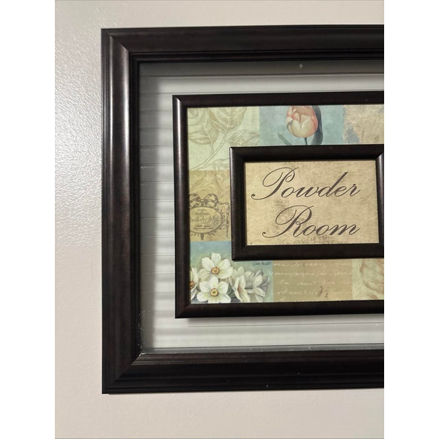 1960s Vintage Powder Room Picture Wood and Glass For Sale - Image 5 of 11