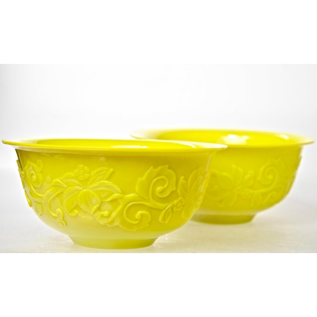 Mid 20th Century Large Peking Yellow Glass Bowls a Pair Chairish