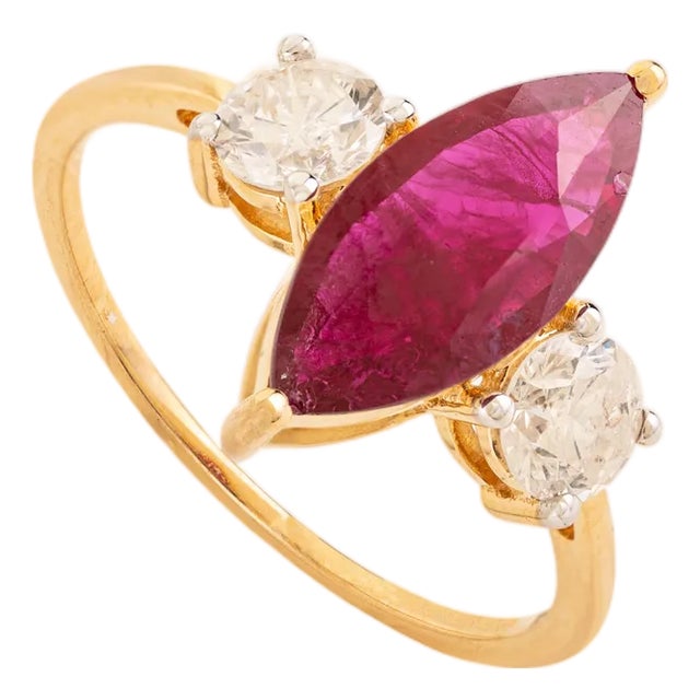 Victorian Chic Ruby Diamond Early 20s Engagement Ring in 14k Gold Size 6 For Sale