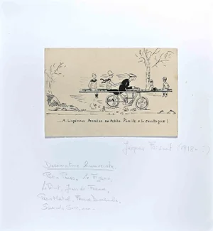 Jacques Faizant, Petite Family, Original Drawing, Mid-20th-Century