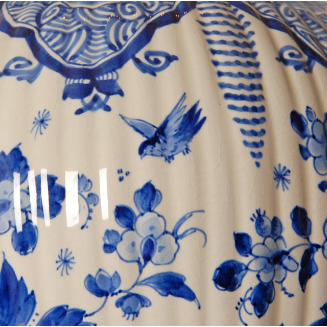 Royal Delft Vase Baluster Chinoiserie Peacock Blue and White Delftware For Sale - Image 6 of 14