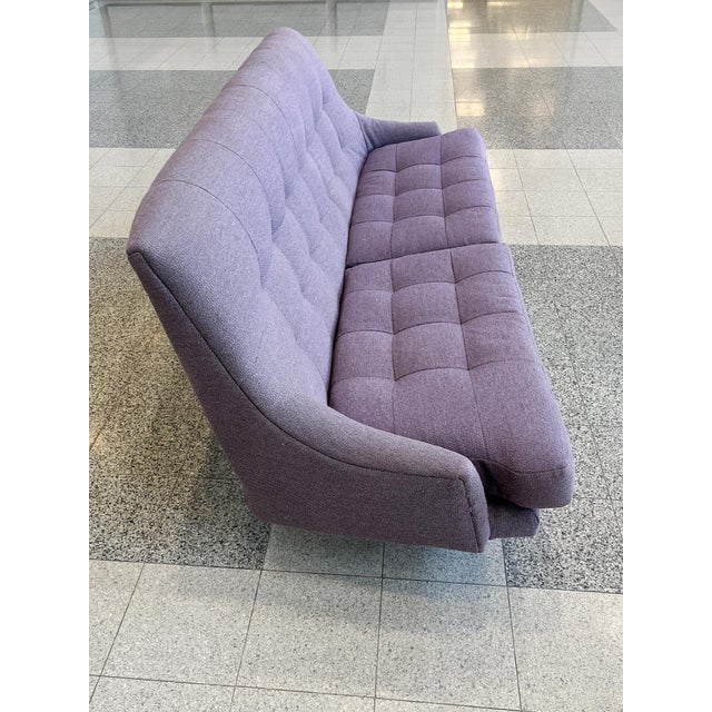 Wood 1960s Danish Modern Sofa in Lavender Linen For Sale - Image 7 of 14