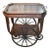 Antique Tea Cart With Brass Inlay, Wood Framed Glass Tray Top For Sale