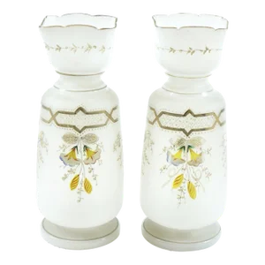 Early 20th Century European Hand Painted Glass Vase - A Pair