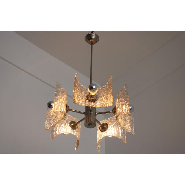 Mid-Century Modern Brutalist Chrome and Glass Chandelier by Kaiser Leuchten, 1970s For Sale - Image 10 of 13