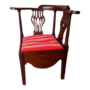 Antique Chippendale Mahogany Corner Commode Chair Early 19th Century