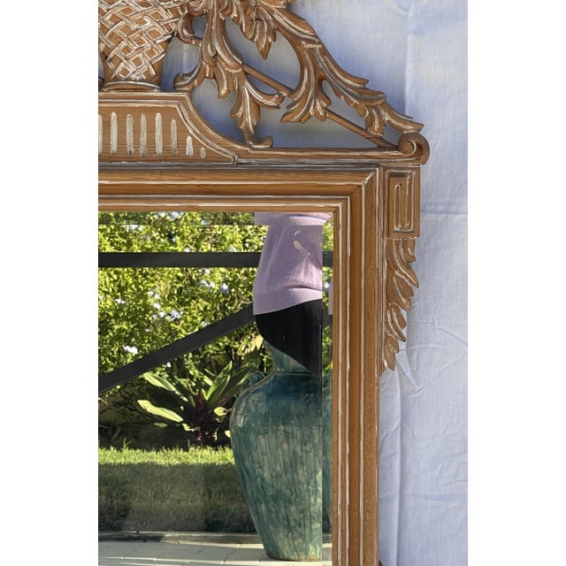 French Style Carved Wood Mantel Mirror With Garden Tools & Basket For Sale - Image 9 of 12