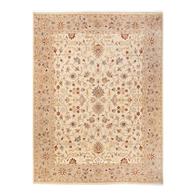 Mogul, One-of-a-Kind Hand-Knotted Area Rug in Ivory, 9' 3" x 12' 3" For Sale