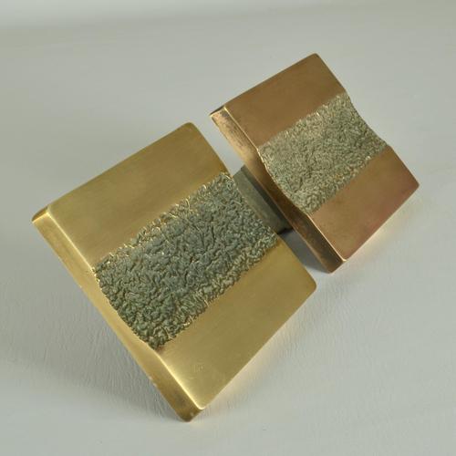 Vintage Architectural Push and Pull Bronze Door Handle Square, 1970s, Set of 5 For Sale - Image 4 of 15