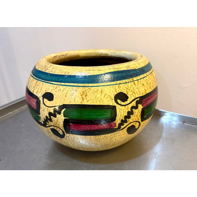 Large Mexican Midcentury Hand-Painted Pottery Planter For Sale - Image 4 of 4