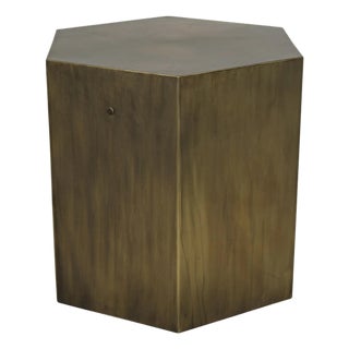 Aria Side Table B, Iron with Aged Brass Finish For Sale