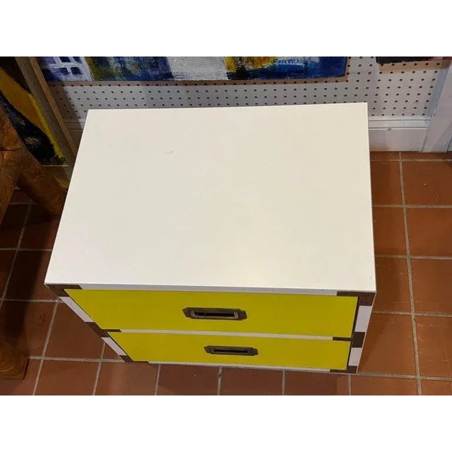Paper 1970's Yellow and White Campaign Colormates Nightstand Attributed to Morris of California For Sale - Image 7 of 12