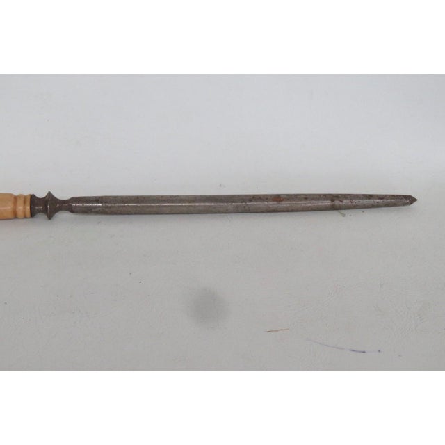 Metal Butchers Steel Knife Sharpener Honing Rod Wood Grain Style Handle 5101b For Sale - Image 4 of 12