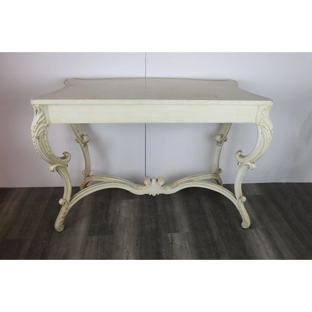 Wood Hand-Carved Victorian Style . Entrance Table, Console Table For Sale - Image 7 of 8