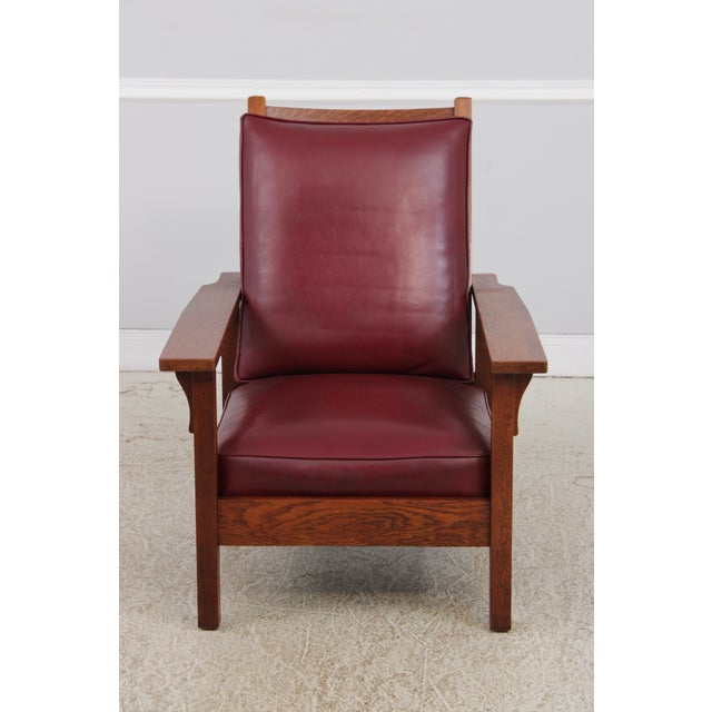 Age: C.1900-1910 Details: Quality Burgundy Leather Cushions High Quality Construction Nice Tooled Leather Oak Adjustable...