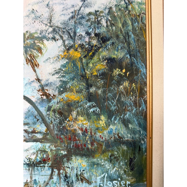 Vintage W. Flosier Tropical Florida Highwaymen Style Oil on Masonite Board – Framed For Sale - Image 14 of 16