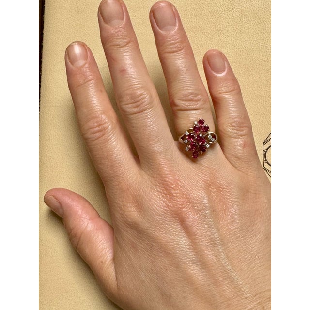 Natural Oval Ruby and Diamond 14 Karat Yellow Gold Cocktail Ring Size 7 For Sale - Image 10 of 18