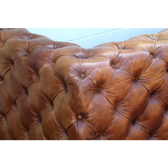 Vintage Tufted Brown Distressed Leather For Sale - Image 12 of 18