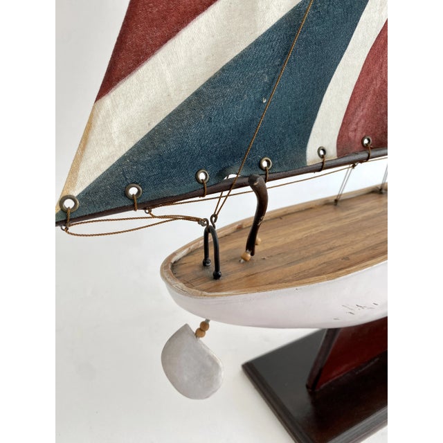 Red Vintage English Pond Yacht Model Sailboat For Sale - Image 8 of 8