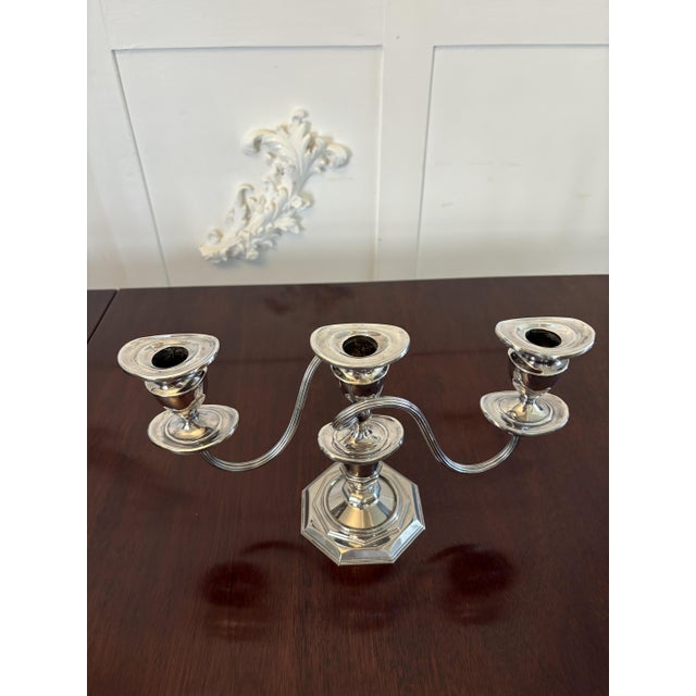 Antique Edwardian Silver Plated Candelabras, 1900, Set of 2 For Sale - Image 4 of 10