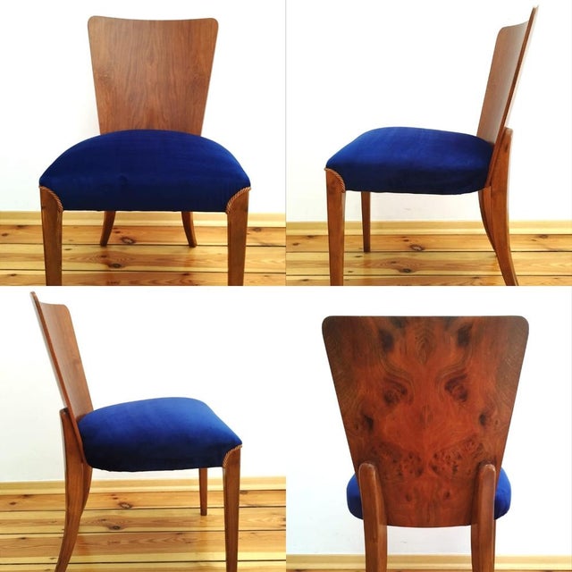 Set of four chairs H-214 proj.J.Halabala, the 50s Czechoslovakia A set of four chairs designed by Jindřich Halabal from...