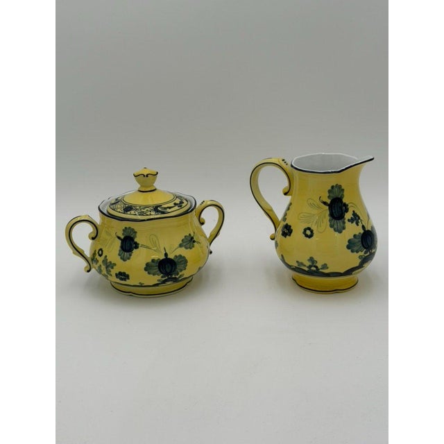 Ginori 1735 Oriente Italiano Citrono Covered Sugar Bowl and Creamer For Sale - Image 12 of 18