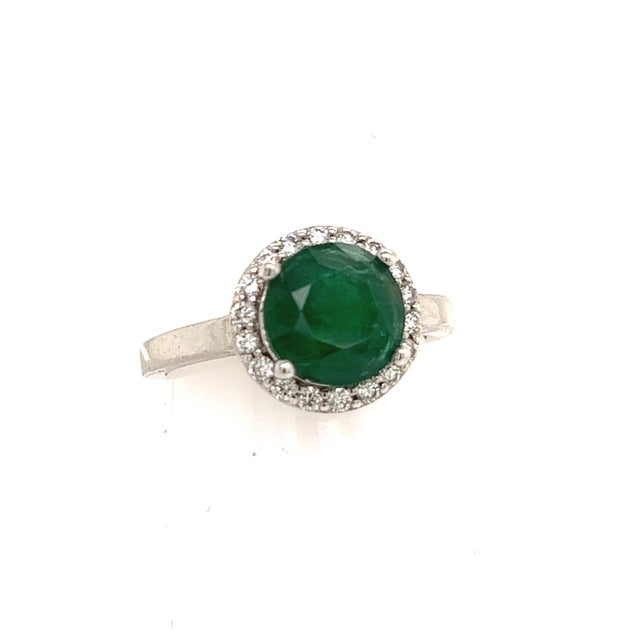 2010s Natural Emerald Diamond Ring 14k Gold 2.83 TCW Certified For Sale - Image 5 of 12
