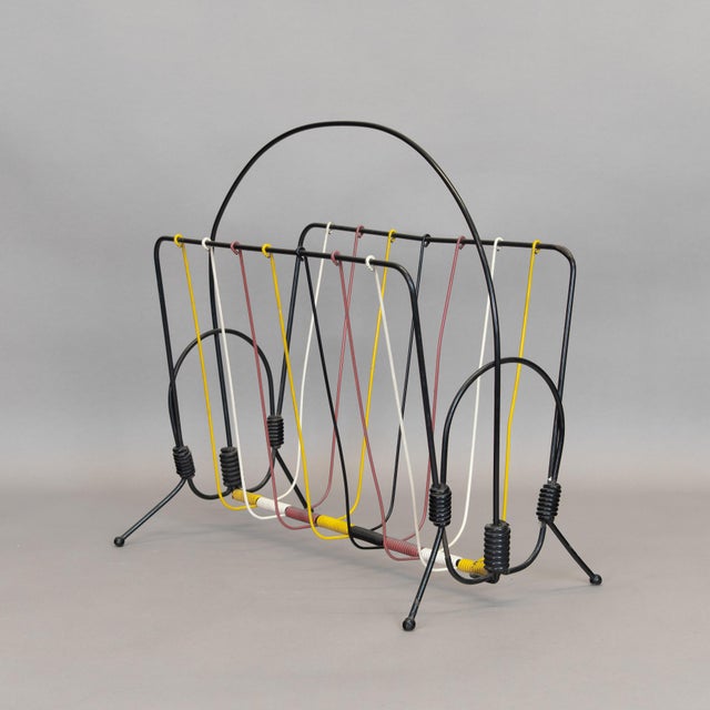 Black Vintage Wire Magazine Rack, 1970 For Sale - Image 8 of 8