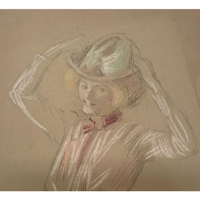 Mid 20th Century Original Ellen Day Hale 'woman in Hat' Colored Pencil Drawing Study for Painting For Sale - Image 5 of 8