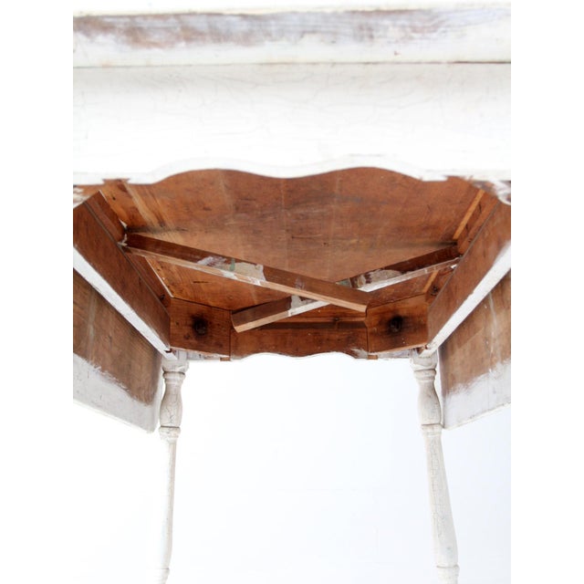 Antique White Painted Drop Leaf Farmhouse Table For Sale - Image 15 of 18