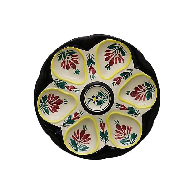 Midcentury French Quimper Oyster Plate For Sale