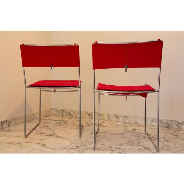 Vintage Red Delfina Chairs by Enzo Mari for Driade, 1980, Set of 4 For Sale - Image 6 of 14