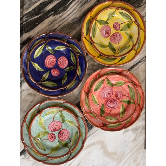 LastCHANCE!8 Pieces Made in Portugal Hand Painted and Glazed Plates For Sale - Image 9 of 16