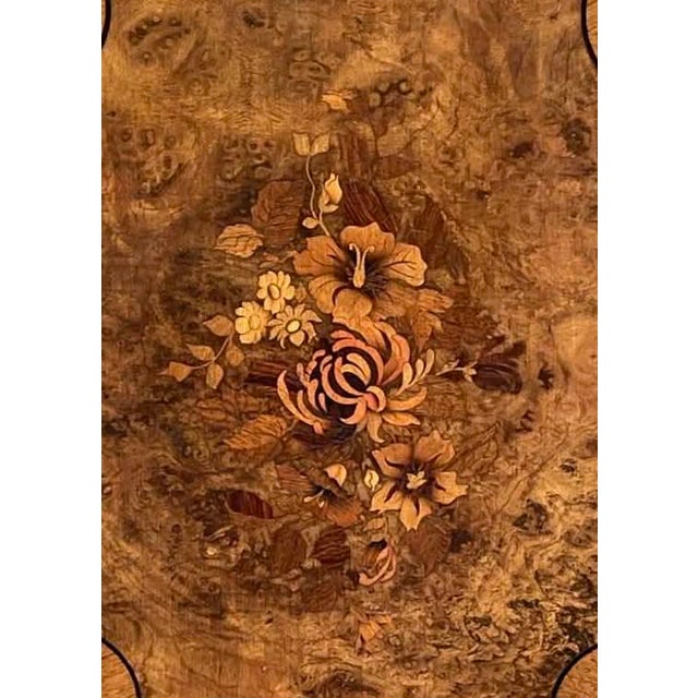 Late 19th Century Late 19th Century Victorian Tilt-Top Table W/Burlwood Top, Floral Inlay and Lions Paw Feet For Sale - Image 5 of 8