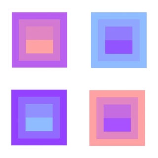 Pastel Geometric Print Set of 4 Barbiecore - 36" X 36" For Sale