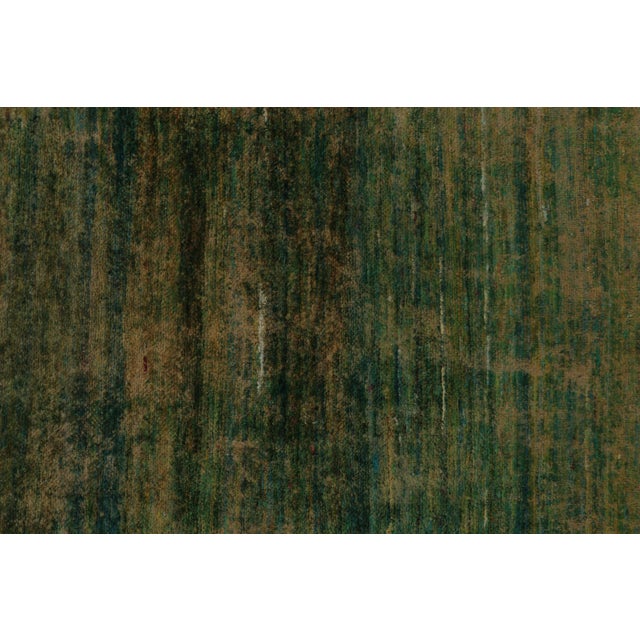 Rug & Kilim’s Modern Textural Square Rug, Warm Tone-on-Tone Green and Gold For Sale In New York - Image 6 of 8