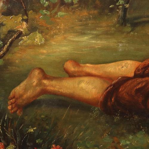 Rest on the Meadow, Oil on Canvas, 20th Century For Sale - Image 7 of 14