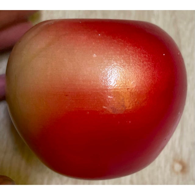 Mid-Century Modern Mid 20th Century Red & Yellow Alabaster Apple Decoration Paperweight Decoration For Sale - Image 3 of 11