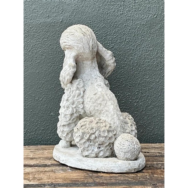 Mid-Century Modern Vintage Cement Poodle Dog Statue For Sale - Image 3 of 12