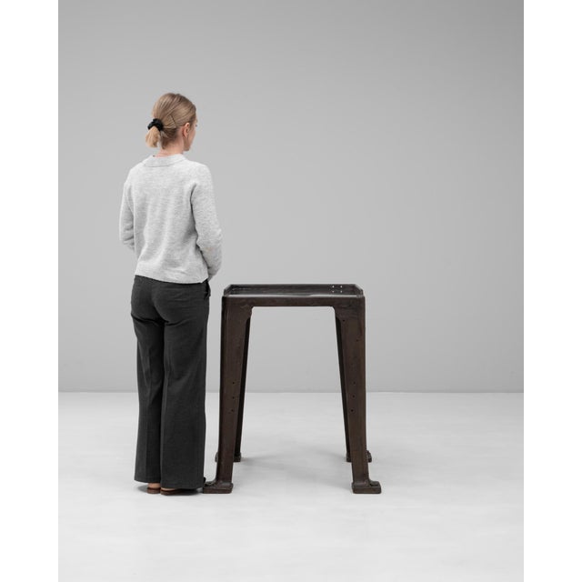 Mid 20th Century French Cast Iron Industrial Work Table With Brass Top For Sale - Image 17 of 18