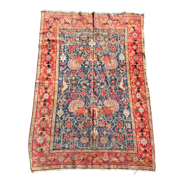 Antique Persian Hand Knotted Malayer Rug For Sale